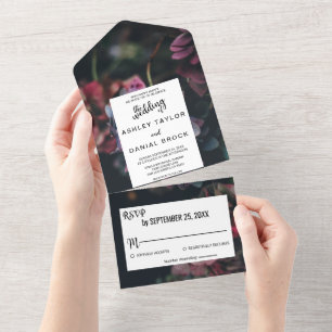 Elegant Delicate Romantic Flowers Floral Wedding All In One Invitation