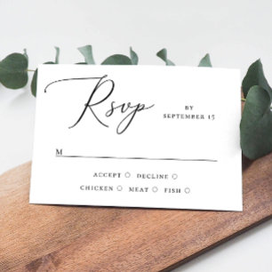 Elegant delicate script simple minimalist wedding RSVP card