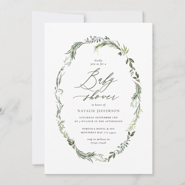 Elegant delicate watercolor foliage botanical (Front)