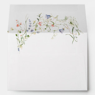 Elegant Delicate Watercolor Wildflower Wedding Envelope