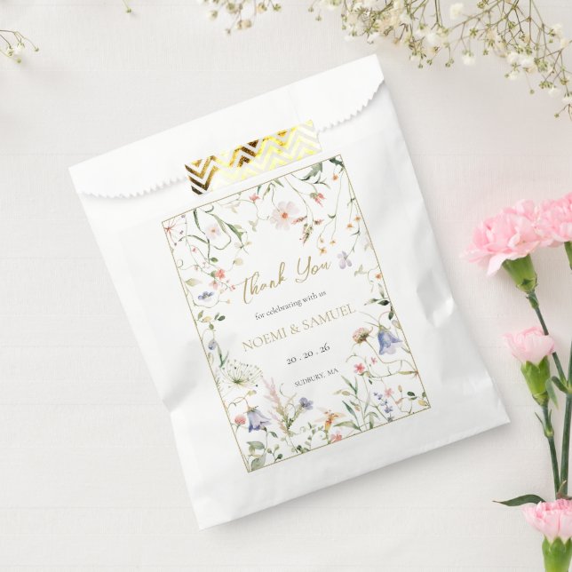 Elegant Delicate Watercolor Wildflower Wedding Favour Bags (Sealed)