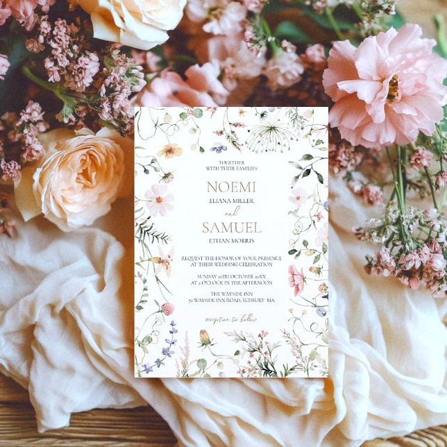 Elegant Delicate Watercolor Wildflower Wedding  Invitation (Creator Uploaded)