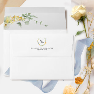 Elegant, Delicate Yellow Floral Wedding Envelope