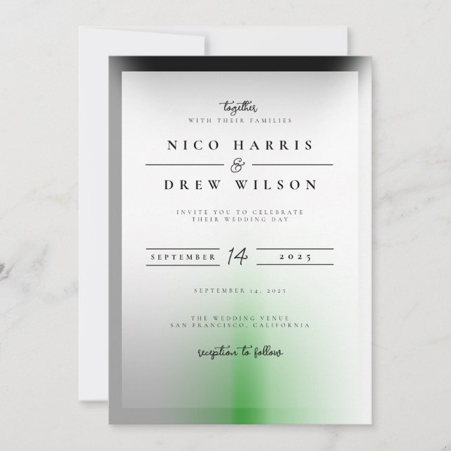 Elegant Demiromantic Pride Wedding  Invitation (Front)
