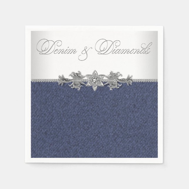 Elegant Denim and Diamonds Napkin (Front)