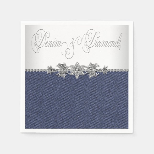 Elegant Denim and Diamonds Napkin (Front)