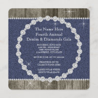 Elegant Denim and Diamonds Party Invitation