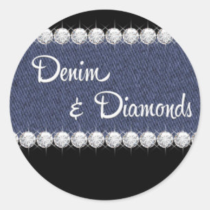 Elegant Denim and Diamonds Stickers