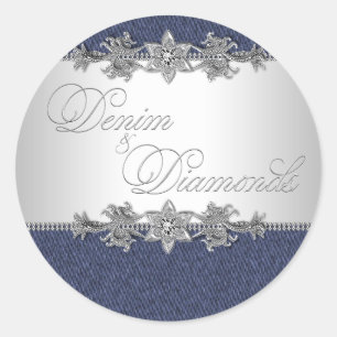 Elegant Denim and Diamonds Stickers