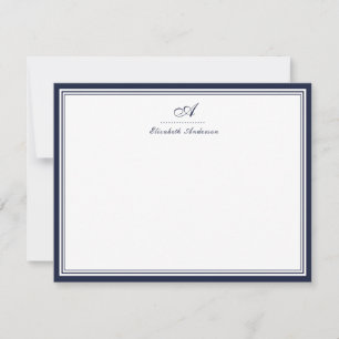 Elegant Denim Blue Monogram Correspondence Card