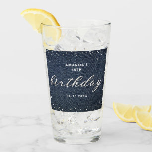 Elegant Denim Diamonds Any Age Birthday Party Chic Glass