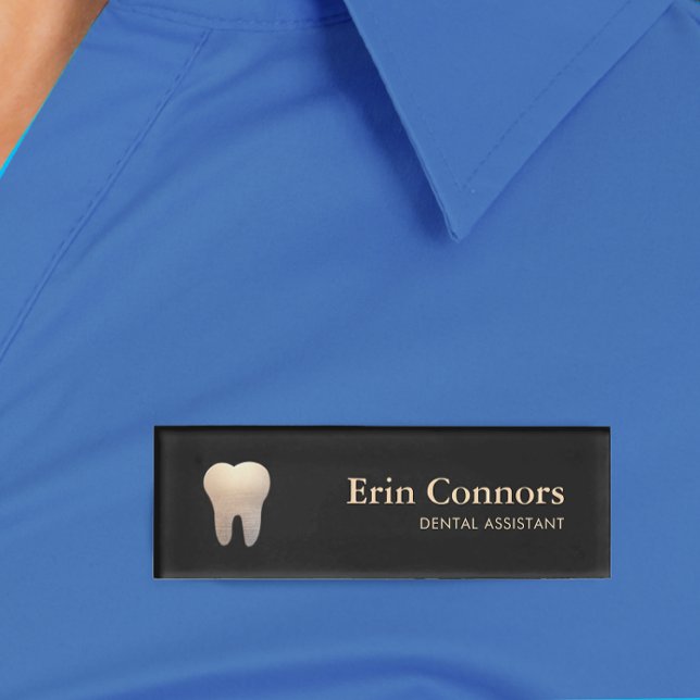 Elegant Dental Assistant Dentist Tooth Logo Name Tag (Creator Uploaded)