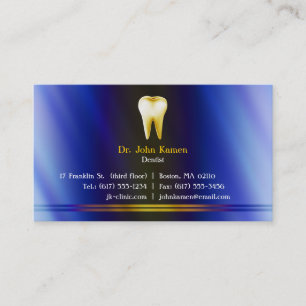 Elegant Dental Blue Gold Business Card