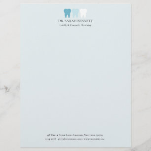Elegant dentist airy light blue professional custom letterhead