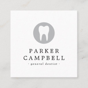 Elegant dentist dental tooth logo minimalist white square business card