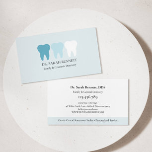 Elegant dentist light blue professional business card