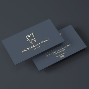 Elegant Dentist Tooth Charcoal Dental Cosmetic Business Card