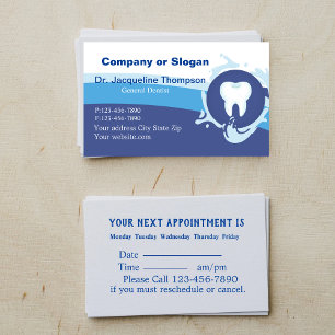 Elegant Dentist Tooth Logo Appointment Business  Card