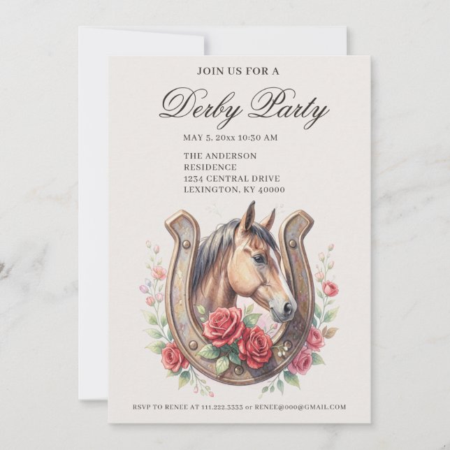 Elegant Derby Party  Invitation (Front)