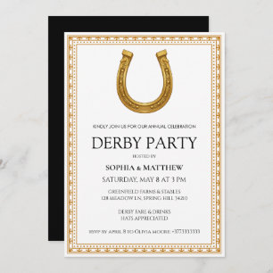 Elegant Derby Party Invitation with Gold Horseshoe