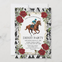 Elegant Derby Party Invitation with Horse Racing I