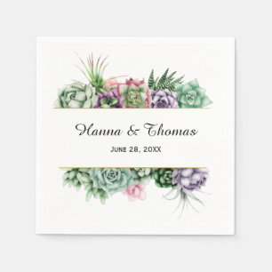 Elegant Desert Botanical Succulent Wedding Napkin