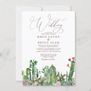Elegant Desert Cacti Succulents Wedding Invitation