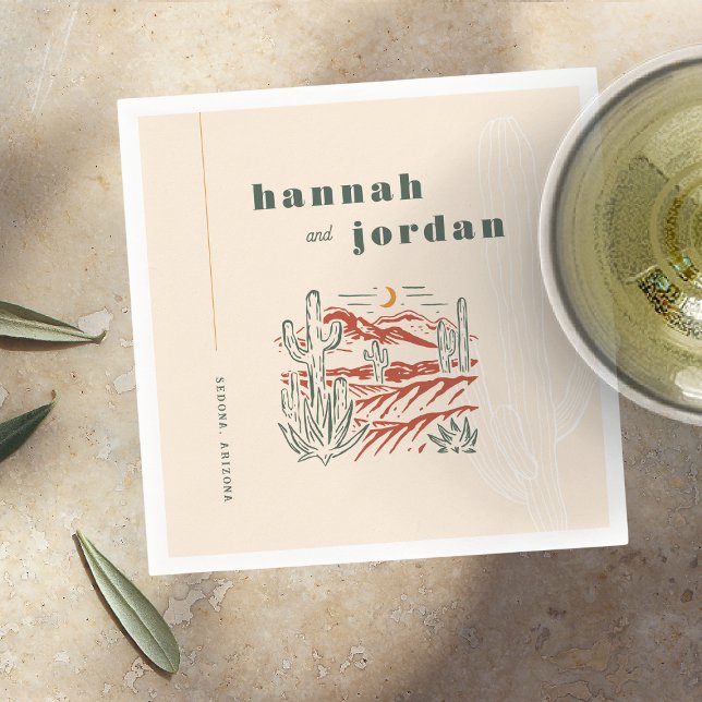 Elegant Desert Cactus Wedding Napkins (Creator Uploaded)