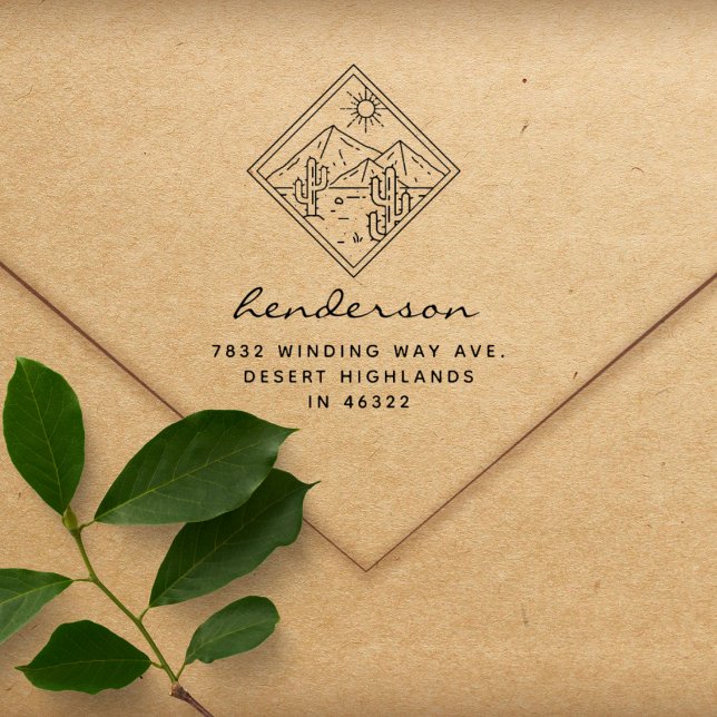 Elegant Desert Landscape Custom Return Address Rubber Stamp (Creator Uploaded)