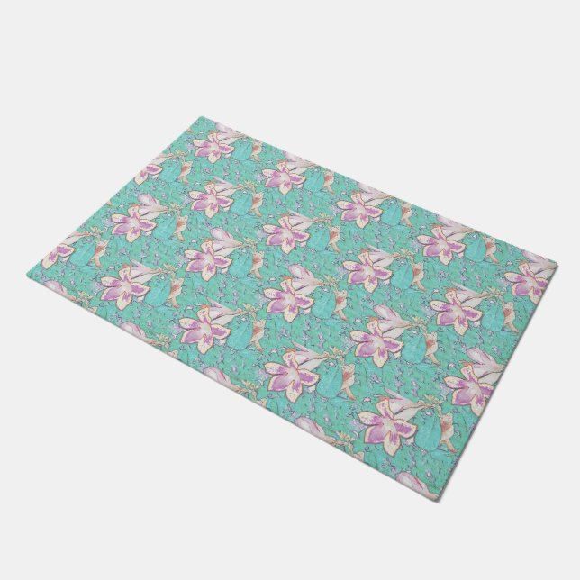 Elegant Desert Rose Adenium Summer Oasis Beach Fun Doormat (Angled)