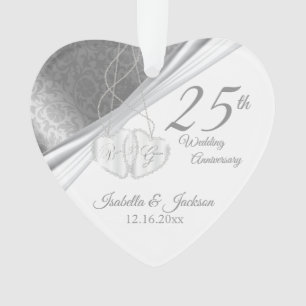 Elegant Design -  25th Silver Wedding Anniversary Ornament