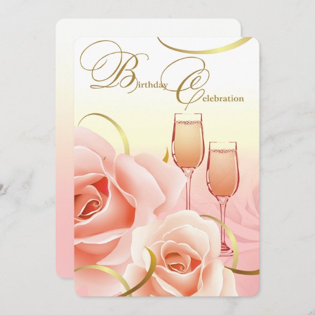 Elegant Design Birthday Party Custom Invitations (Front/Back)