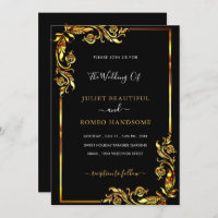 Elegant Design Black Gold Wedding Invitation