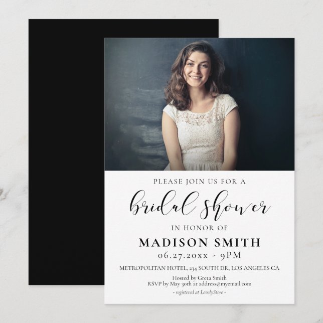 Elegant design Bridal shower photo invitation (Front/Back)