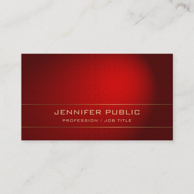 Elegant Design Modern Gold Red Elite Plain Luxury Business Card (Front)