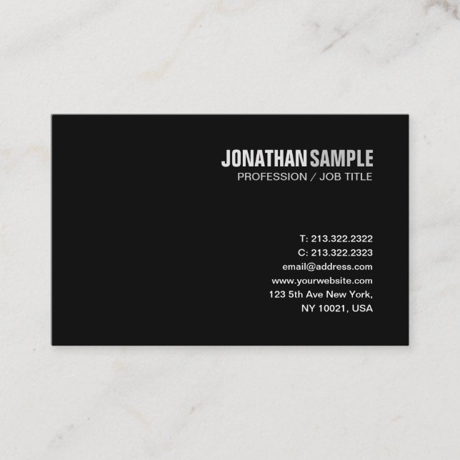 Elegant Design Modern Sleek Black Plain Trendy Business Card (Front)