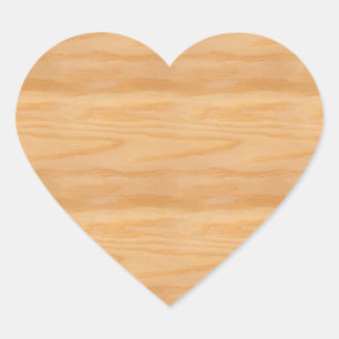Elegant Design Nature Wood Blank Template Trendy Heart Sticker