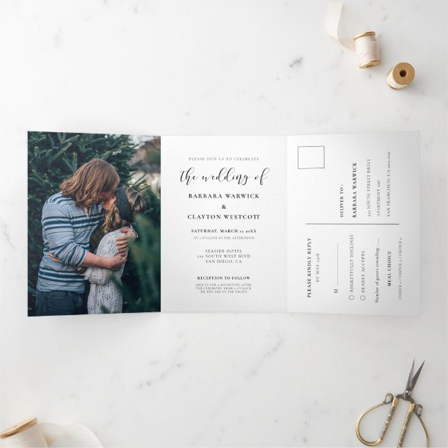 Elegant design photo wedding Tri-Fold invitation (Inside)