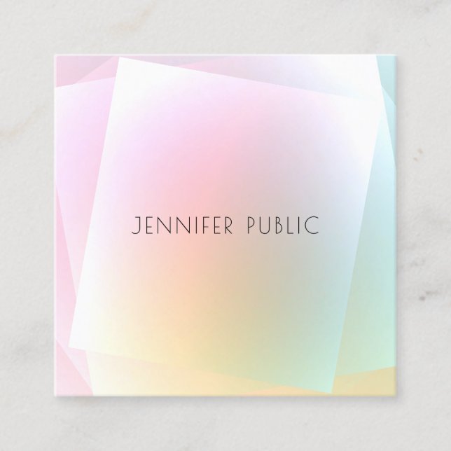 Elegant Design Professional Modern Colourful Trend Square Business Card (Front)