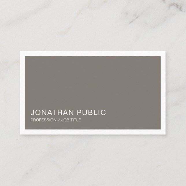 Elegant Design Smart Plain Trendy Brown Luxury Business Card (Front)