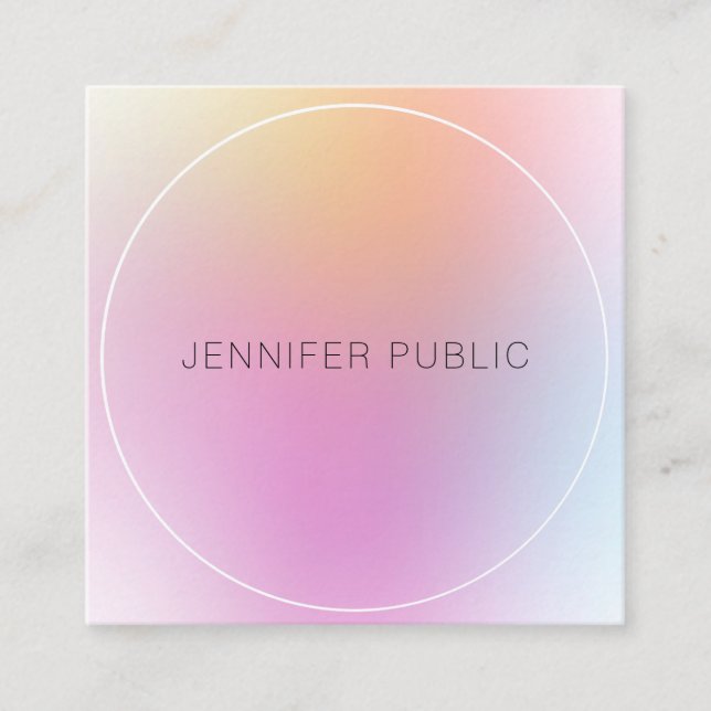Elegant Design Template Modern Colourful Trendy Square Business Card (Front)