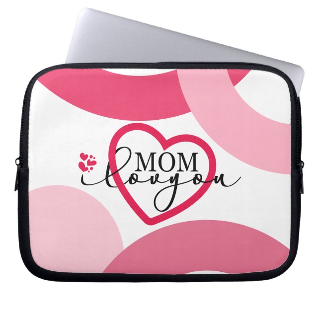 Elegant design Text Mum I Love You With Heart Laptop Sleeve (Front)