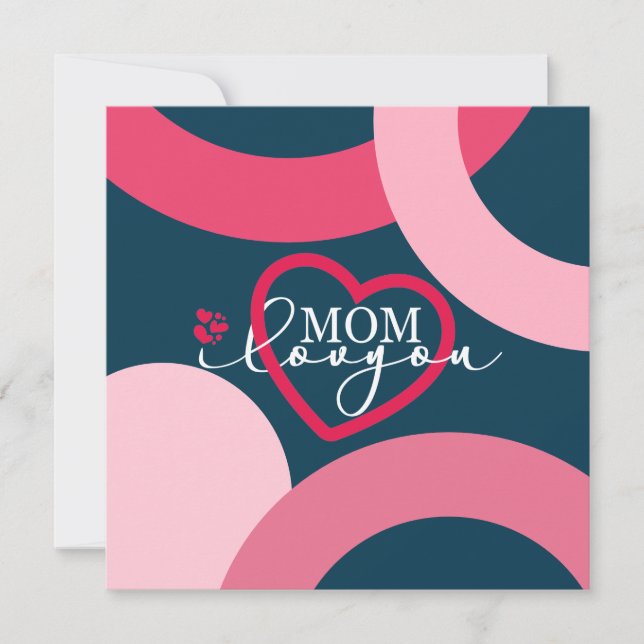 Elegant design Text Mum I Love You With Heart Thank You Card (Front)
