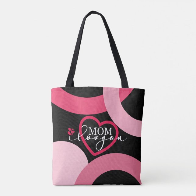 Elegant design Text Mum I Love You With Heart Tote Bag (Back)