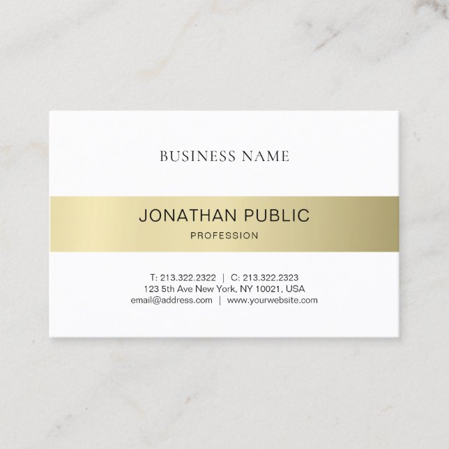 Elegant Design Trendy Minimalist Plain Gold Look Business Card (Front)