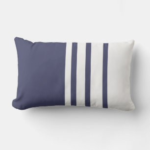 Elegant design, vertical stripes, navy blue, white lumbar cushion