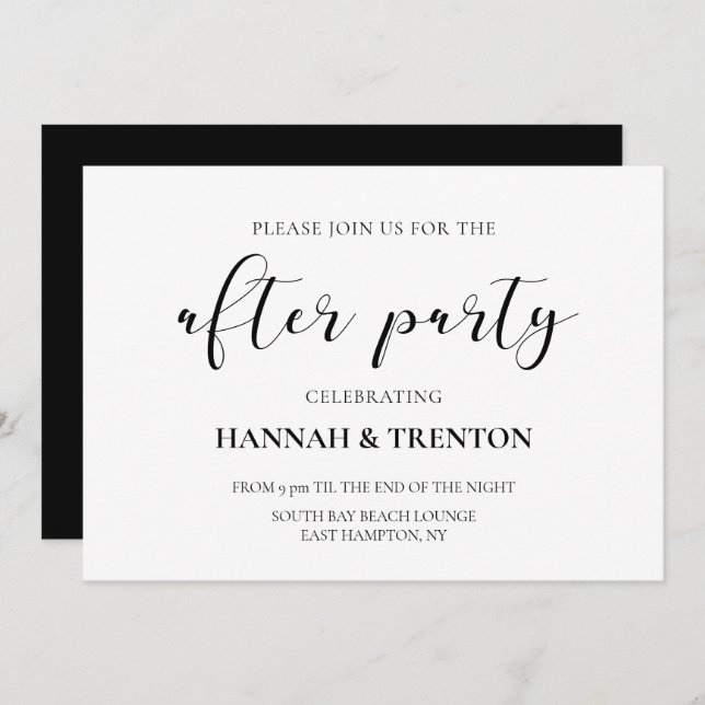Elegant design wedding after party invitation (Front/Back)