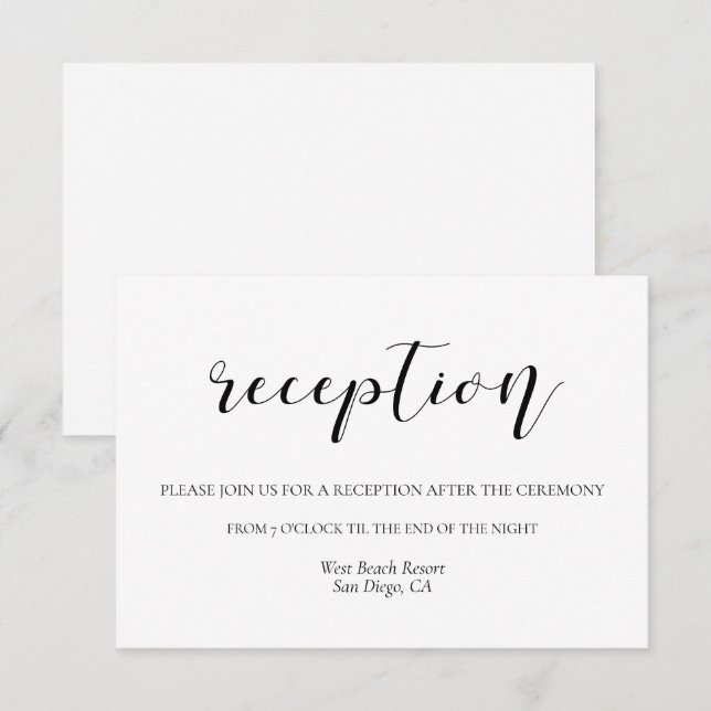 Elegant design wedding reception card (Front/Back)