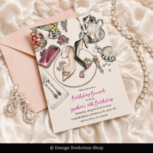 Elegant Designer High Heel Brunch Birthday Invitation