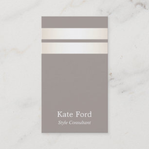Elegant Designer Stylish Faux Satin Striped Taupe Business Card